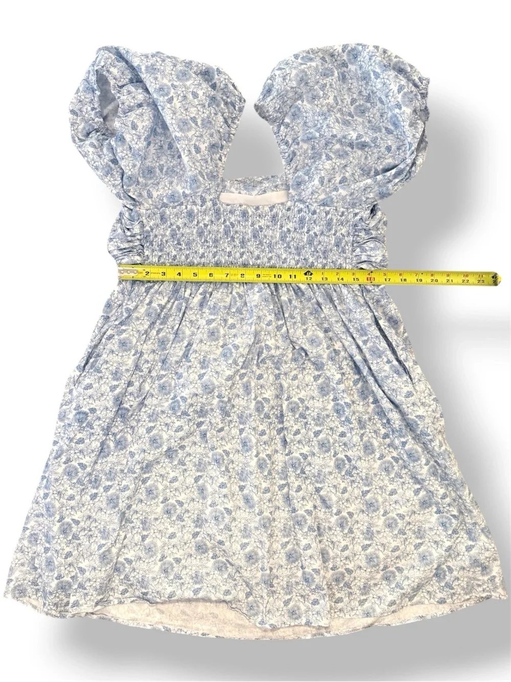 Arula Blue Floral Puff Sleeve Smocked Babydoll Dress XL - Picture 5 of 7